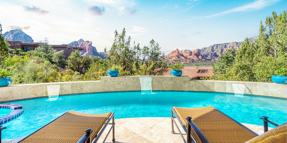Swimming pool in a hot climate location has more evaporation