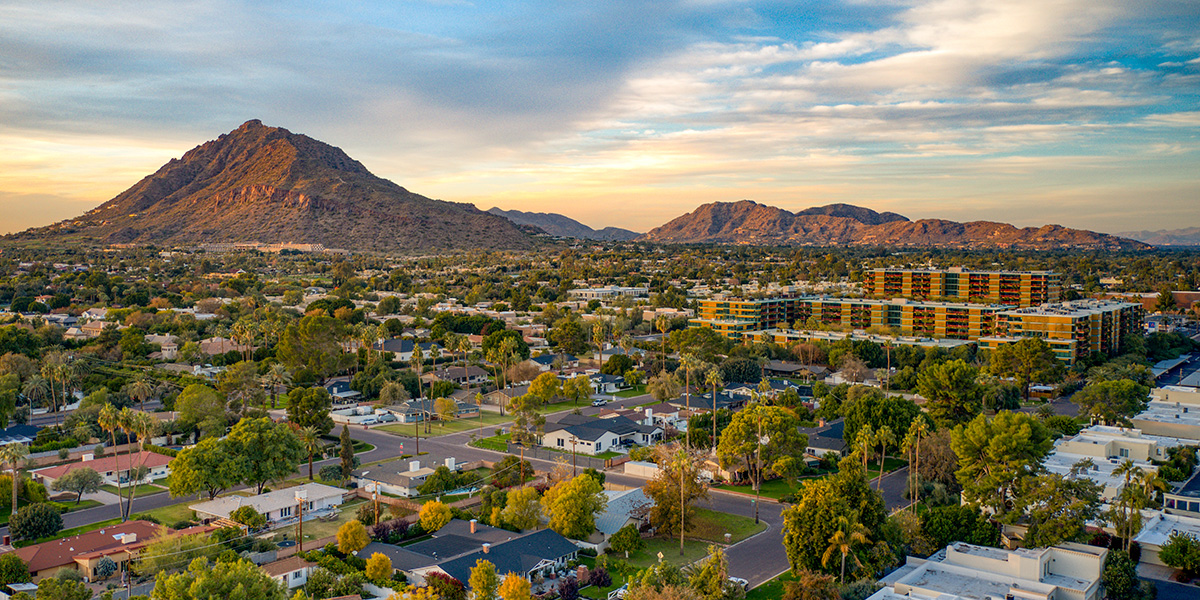 Aerial view of downtown Scottsdale, Arizona